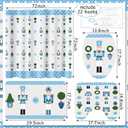 4 Pcs Blue and White Christmas Nutcracker Shower Curtain Set Waterproof Chinoiserie Nutcracker Bathroom Curtain, Non Slip Rug Toilet Lid Cover Bath Mat 12 Hooks for Xmas Holiday Bathroom Decor 72x72''