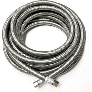 25 FT Stainless Steel Braided Ice Maker Hose with 1/4" Comp by 1/4" Comp Connection