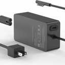 65W Laptop Charger Compatible with Microsoft Surface Pro 11, 10, 9, 8, 7+, 7, 6, 5, X, Laptop 7/6/5/4/3/2/1/Studio, Book 3/2/1, Go 4/3/2/1, 10FT (Black)