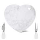 Heart Shaped Marble Charcuterie Cutting Serving Board with Cheese Utensils,12'' Cheese Charcuterie Tray Bread Board Serving Platter for Christmas Wedding Anniversary Bridal Shower Housewarming