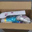 HollyHOME Sequin Unicorn Stick Horse Handcrafted Hobby Horse on a Stick with Wood Wheels Real Pony Neighing and Galloping Sounds Plush Unicorn Toy Blue 36 Inches(AA Batteries Required)