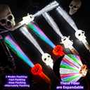 6 Pack Halloween Glow Sticks Fiber Optic Wands Light Up Toys, Glow in the Dark 3 Design Pumpkin, Skull & Ghost Wand with Flashing Modes, Halloween Party Favor for Kids, Trick or Treat,Goodie Bag Gifts