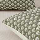 MIULEE Set of 2 Decorative Floral Pillow Covers Neutral Vintage Throw Pillows Block Print Boho Farmhouse Cushion Covers for Modern Spring Home Decor Couch Sofa Bed Living Room, 18x18 Inch, Sage Green