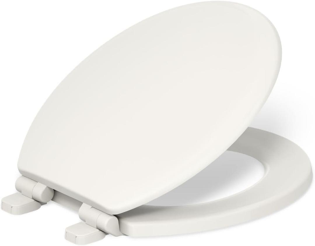 " KOHLER 20455-96 Ridgewood Round Soft Close Toilet Seat, Quiet-Close, Wood Toilet Seat, Home Essentials, Biscuit"