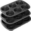 3 Pack Nonstick Muffin Pan, Carbon Steel Cupcake Pan, Easy to Clean and Perfect for Making Muffins or Cupcakes, 6 Cup Jumbo