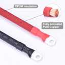 2 AWG Flexible Battery Cable with 5/16" Terminals - OFC Pure Copper Inverter & Welding Wire for Automotive Solar RV Motorcycle (Red + Black 1.5FT Pair)
