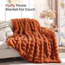 Smoofy Faux Fur Throw Blanket for Couch - Burnt Orange Super Soft Cozy Bubble Blanket, Fluffy Plush Fuzzy Throw for Sofa & Bed, Thick Lightweight Warm Blanket, Luxury Aesthetic Gift for Women 50"x60"
