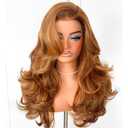 MITIMES Honey Blonde Voluminous Feather Layered Hair Flip Out Preplucked Pre Plucked Pre Cut Ready-to-Go Glueless 13x6 HD Synthetic Lace Front Wig Honey Blonde Wig