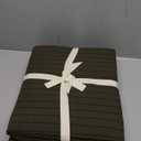 Pinstripe Duvet Cover King Size 104''W x 90'' L, 100% Washed Cotton Olive Green and Black Striped Duvet Cover with 8 Ties and Zipper Closure Plus 2 Pillowcases, Oeko TEX Standard Certificated