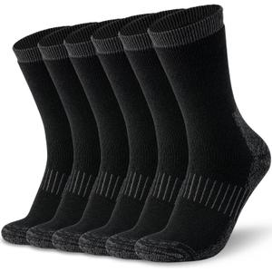 Time May Tell Mens Merino Wool Hiking Cushioning Socks For Outdoor Wool-Socks-For-Mens 3 Pack (Black(3 Pairs)