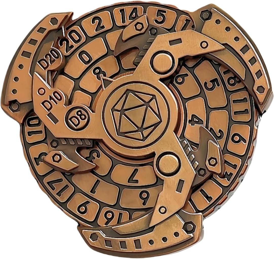 D&D Themed Fidget Spinner, dice Spinner, D4,D6, D8, D10, D12,D20,D% 7-in-1 Metal dice, Perfect for D&D Dungeons and Dragons, RPG and Pathfinder Role Playing Games (Black Gold)