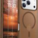 SPIDERCASE Magnetic for iPhone 17 Pro Max Case, Translucent Matte Case with 2PCS Tempered Glass Screen Protector Anti-Scratch Anti-Fingeprint Slim Phone Case for iPhone 17 Pro Max 6.9'',Brown