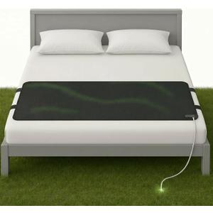 Grounding Mat for Bed (King/Queen/Full/Twin) - Earthing Grounding Pad, Soft Breathable Conductive Carbon Sleep Mat, Better Sleep & Muscle Relaxation, Anti-Slip Durable, Easy Setup, Gift Box Included (Black)