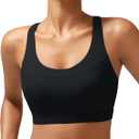 RUNNING GIRL Sports Bras for Women High Support,Racerback Molded Cup Sports Bra with Sewn in Pads (Black, M)