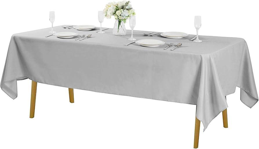 3 Pack Rectangle White Table Cloth Bulk Washable Polyester Table Cover for Wedding Dining Table Buffet Parties Banquet Decoration（60x102Inch Grey)