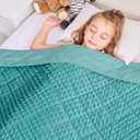 yescool Weighted Blanket Kids 7 lb Teal Warm Weighted Throw Blanket Minky Plush Heavy Blanket Microfiber Small Fleece Blanket Cooling Heating Weighted Comforter, 40 * 60in Teal