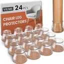 24 Pcs Chair Leg Floor Protectors for Hardwood Floors Silicone Covers Felt Pads Furniture Leg Caps Anti-Scratch Reduce Noise Fit (1-5/16" to 2"), Clear-24pcs, Universal L