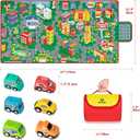 beetoy Car Rug, 31.5"X67" Play Mat with Roads for Kids - Portable, Anti-Slip, Educational City Life Traffic Carpet for 6 Toy Cars
