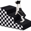 Dog Stairs, Pet Stairs for Small Dogs with Removable Washable Cover, Non-Slip Stable Indoor Dog Steps, Pet Stairs for High Bed Climbing(3 Tiers, White)