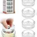 Elementi Glass Fermentation Weight Set of 4 - Easy Grip Fermenting Weights, Perfect Fit for Wide Mouth Mason Jars, Durable Soda-Lime Glass for Sauerkraut, Kimchi & More - Pickling & Canning Weights