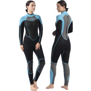Wetsuit Women 3mm Neoprene Wet Suit for Women Cold Water Swimming with Back Zipper, Suitable for Diving, Swimming, Surfing, Snorkeling and Other Water Sports,  Medium