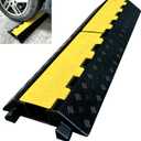Foldable1 Channel Rubber Cable Protector Wire Hose Protective Ramp 22000Lbs Load Capacity Traffic Speed Bump for Asphalt Concrete Gravel Driveway Indoor Outdoor (1PACK)