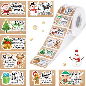 Patelai 1000 Pcs Christmas Thank You for Your Order Stickers 1.6 x 1 Inch Adhesive Tags Christmas Labels Thank You Labels Stickers Cute Business Envelopes Stickers for Business Shop Wrapping Supplies
