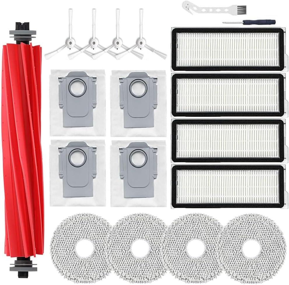 19 Pcs Replacement Parts For Roborock Qrevo S/Qrevo Plus/Qrevo MaxV/Qrevo ProNot for Q RevoVacuum Cleaner,1 Main Brush,4 Side Brushes& Filters& Mop Pads& Bags,2 tools