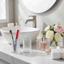 Bathroom Toothbrush Holder Set, 11oz Clear Glass Toothbrush Holder and Bathroom Tumbler Cup Set, Decorative Countertop Storage Cups Organizer for Toothpaste, Brushes