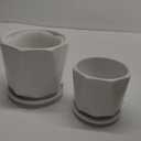 Octagon Ceramic Plant Pots - Indoor White Flower Planter Set with Drainage Holes, 5.5/4.7 Inch, Modern Decorative Planter Outdoor for Succulents Snakes and Herb