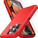 MXX Heavy Duty Made for iPhone 15 pro Max Case with Tempered Glass Screen, Camera Lens Protector 3-Layer Full Body Protection Shockproof Dustproof Cover for 15 pro Max Phone Case 6.7" (Red/Black)