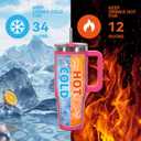 40 oz Tumbler with Handle,Tumbler with Lid and Straw,Double Wall Insulated Cup Stainless Steel Travel Mug(Cold for 34 Hours),Water Bottle for Iced Tea,Coffee,Cold Beverages(Gloss Pink)