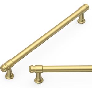 Amerdeco 10 Pack Brushed Gold Cabinet Pulls 7.5 Inch(192mm) Hole Center Heavy Duty Solid Kitchen Cabinet Handles Drawer Pulls ZH0090