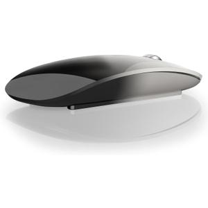 TENMOS M18 Bluetooth Mouse, USB C Rechargeable Wireless Mouse, Triple Mode (Dual Bluetooth+USB) Silent Mice Portable with USB Receiver and Type C Adapter for Laptop/MacBook/iPad - Black