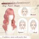 Haloo Pink Wigs with Bangs - 20 Inch Long Soft Wavy Natural Looking Synthetic Heat Resistant Hair Wig for Women Daily Party