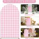 Tingjoo Arch Backdrop for Baby Shower Mexican Talavera Wedding Party Stretchy Arch Stand Cover Double Side Banner Baptisms Birthday Decoration Props Only Cover (Pink Plaid,2.6x5.9ft)