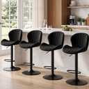 Bar Stools Set of 4, Fabric Adjustable Height Swivel Barstools