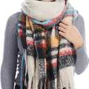 MissShorthair Oversized Chunky Blanket Scarf for Women Winter Warm Colorful Big Scarfs Plaid Thick Scarves Soft Fluffy Shawl