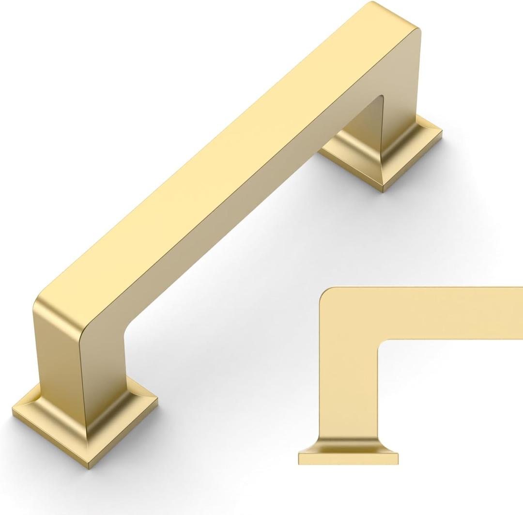 Amerdeco 10 Pack Brushed Gold Cabinet Pulls 3 Inch(76MM) Hole Centers Kitchen Cabinet Handles Cabinet Hardware Kitchen Handles for Cabinets Cupboard Handles Drawer Pulls ZH0019