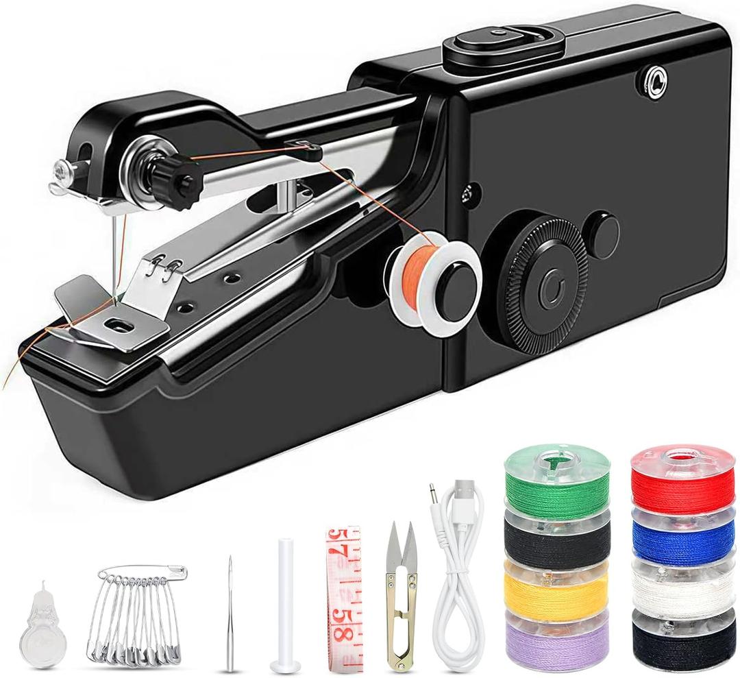 Handheld Electric Sewing Machine for Beginners Adult,Portable Handy Stitching Single Thread Sewing Machine Sewing Kit for Quick Clothes Repairs,Suitable for Home DIY
