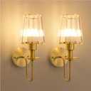Battery Operated Wall Sconces Set of 2 5200mAh Rechargeable Gold Crystal Glass, 15 Colors & 10-Level Dimmable, Wireless Wall Lights for Living Room & Bedroom