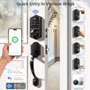 Veise VE017G-H Wi-Fi Smart Fingerprint Front Door Lock Set, Remote App Control, Keyless Entry Deadbolt with Handle, Backlit Keypad, IP55 Weatherproof, Auto Lock, Easy to Install, Matte Black