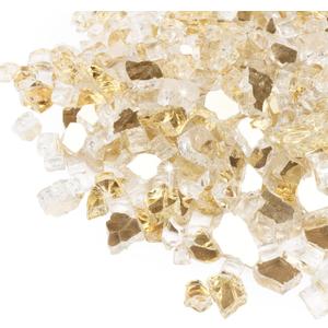GASPRO 10 lbs Fire Glass for Propane Fire Pit, 1/2-Inch Glass Rocks for Fire Pit Table Fireplace, Gold