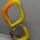 LCCCK 17.7in Tall Abstract Orange Glass Sculpture Large Hand Blown Glass Figurine Handblown Statue for Home Decor Living Room Shelf Mantel Tabletop Display Modern Art Accent Piece, 17.7 X 7.9 X 3.9 Inches