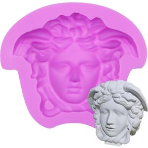 Medusa Fondant Molds, Mythology Goddess Chocolate Baking Mold, Cartoon Head Face Molds for Cake Decoration Clay Resin Soap Candle
