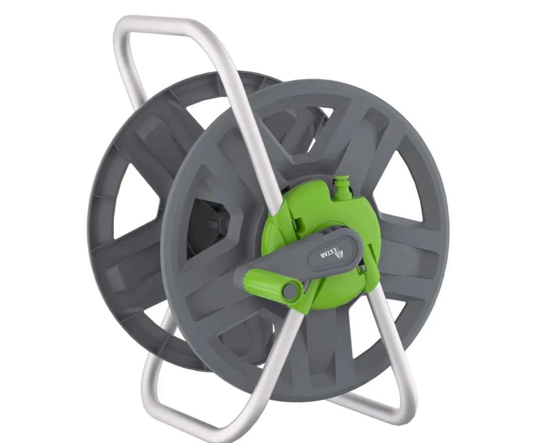 Water Hose Reel Cart, Holds 60-80 Ft of 5/8 Inch Hose, Green Wall Mounted Garden Hose Cart, Portable Hose Reel for Convenient Storage and Watering