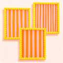 3 Pcs Beaded Picture Frames 8x10 Inch Yellow Picture Frame Maximalist Decorative Wavy Art Front Tabletop Display Wall Hanging, Gift for Home Decoration