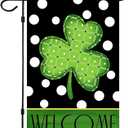 4 x St Patrick's Day Garden Flag,Shamrock St Patricks Flag 12.5 x 18 Inch Clover for Garden and Home Decorations