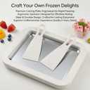Rolled Ice Cream Maker Kit, DIY Ice Cream Roll Tray with 2 Scrapers, No Electricity Required, Stainless Steel Freezing Plate for Rolled Ice Cream, Frozen Yogurt, Sorbet (White)