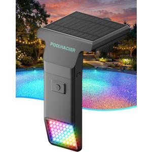 Solar Pool Lights for Inground & Above Ground Pool, 10-Color 4-Mode LED Pool Lights, Underwater Swimming Pool Lights with Timer, Submersible Pool Lights with Remote, Waterproof Design (Black, 1 Pack), 1.3” to 4.5”